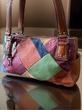 Y2K Fossil Multicolor Leather Patchwork Bag 👜